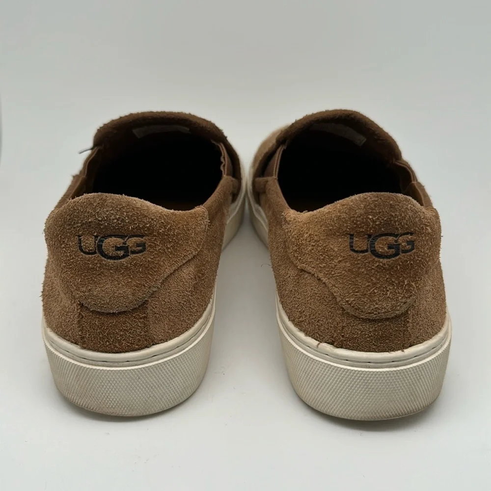 UGG Women's Jass Leather Brown Tan Suede Slip-On Sneakers Shoes‎ Size 7.5